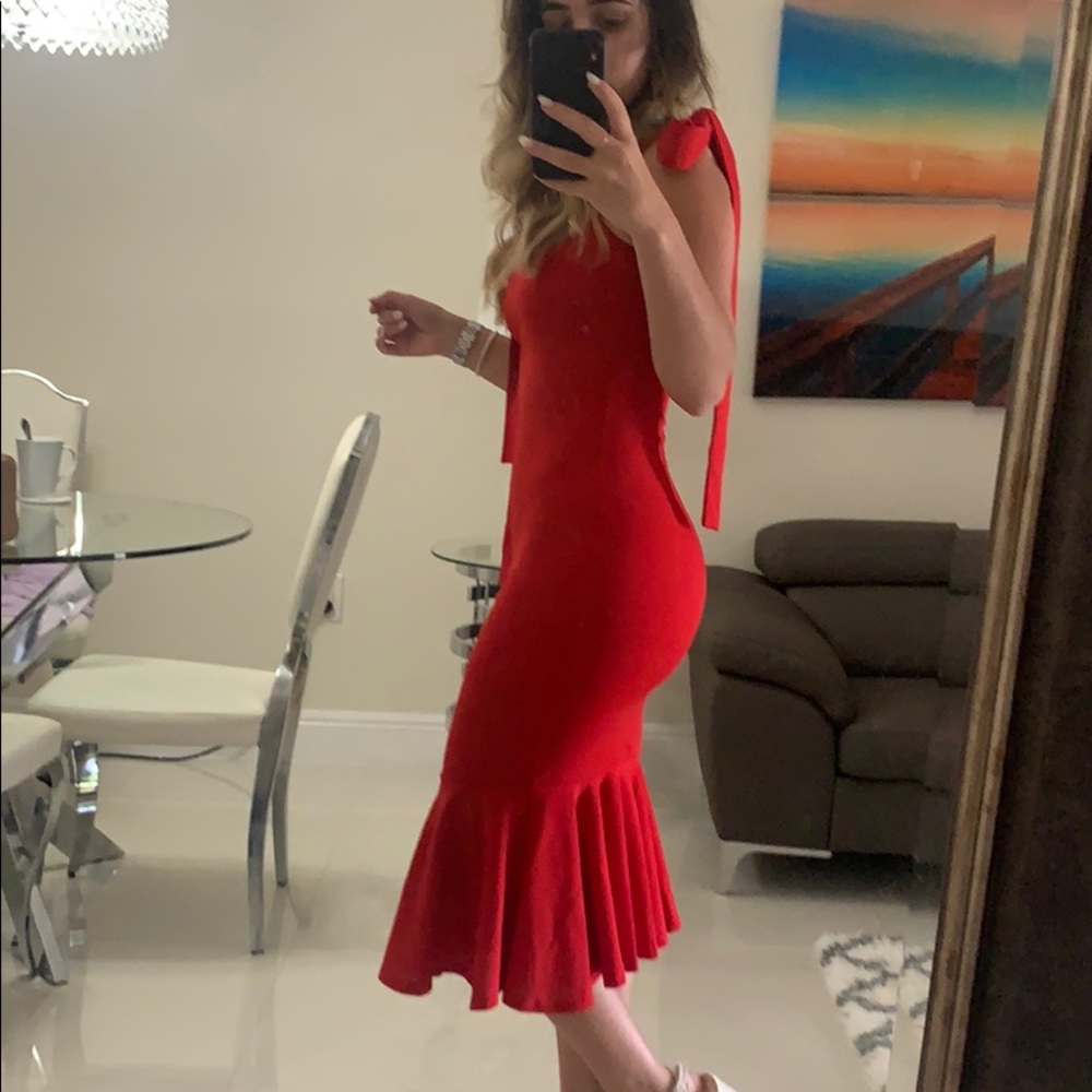 SHEIN Red Midi Mermaid Dress - Picture 2 of 3